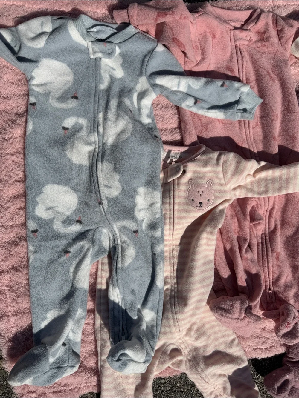 Carter's Pastel Footed Baby Rompers in Blue, Pink, Purple & Cream